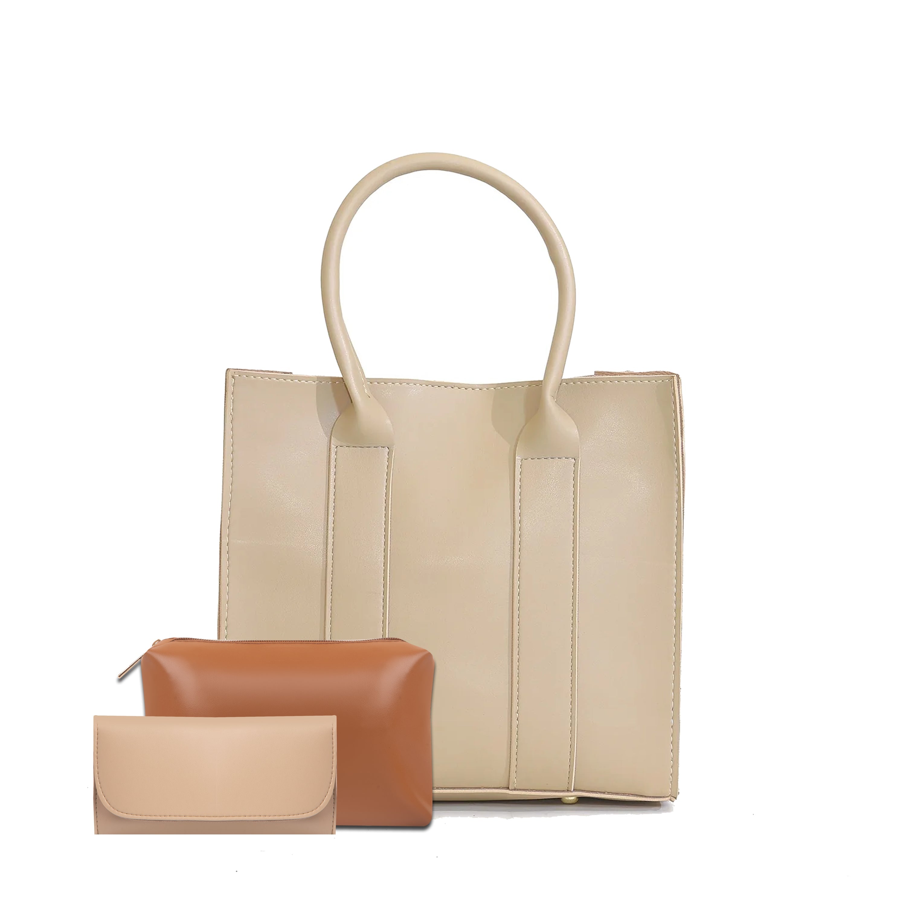 ALBERTA 3 PCS BEIGE TOTE BAG