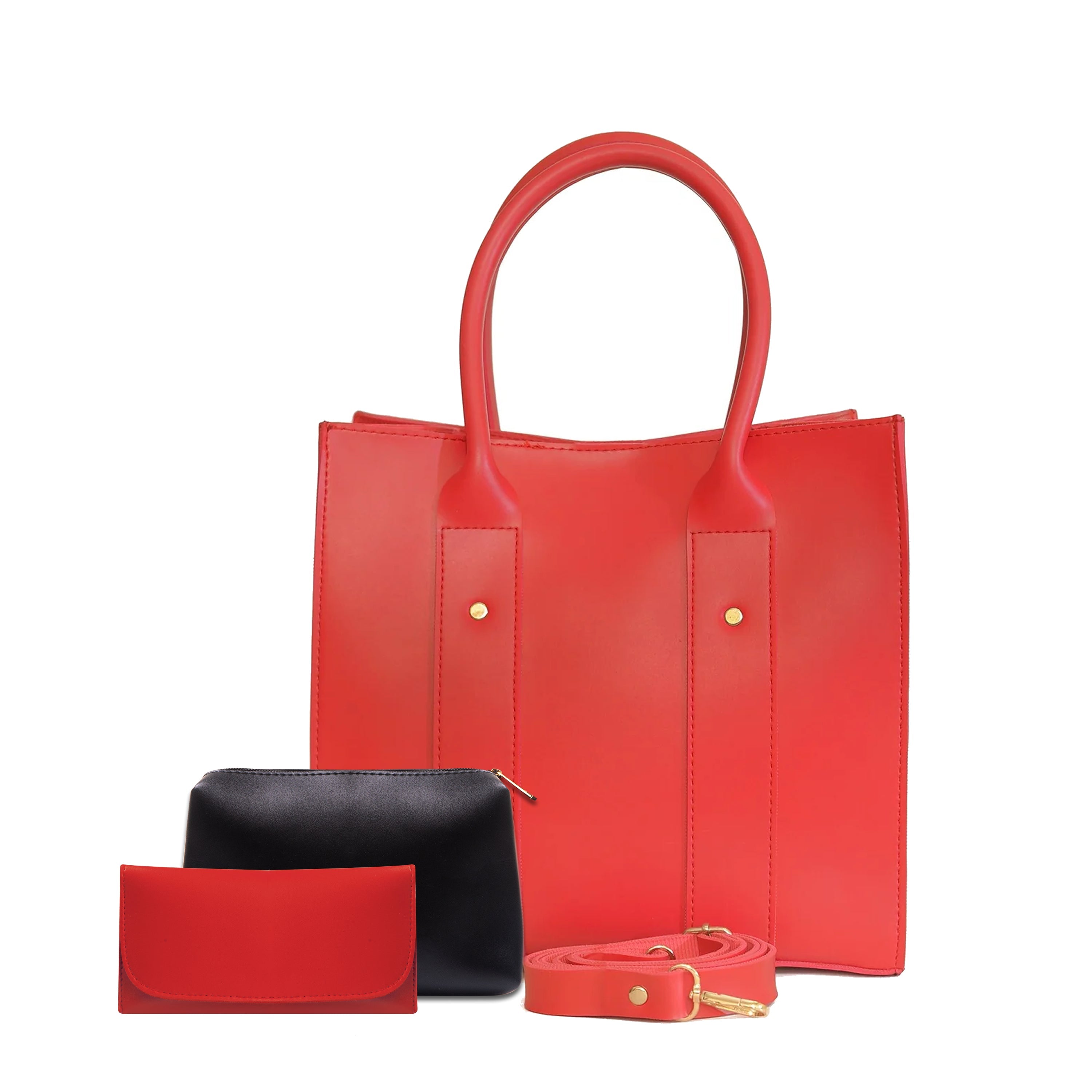 ALBERTA 3 PCS RED TOTE BAG