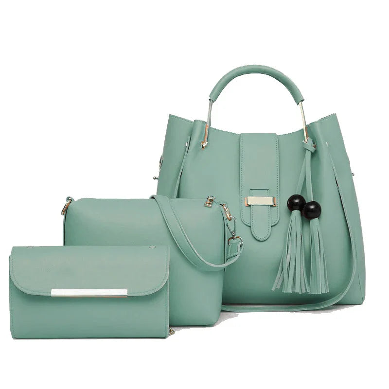 ALEXA 3 PCS AQUA GREEN HAND AND SHOULDER BAG