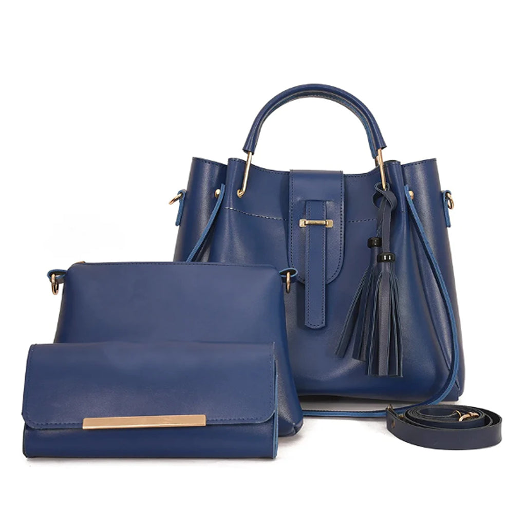 ALEXA 3 PCS BLUE HANDBAG & SHOULDER BAG