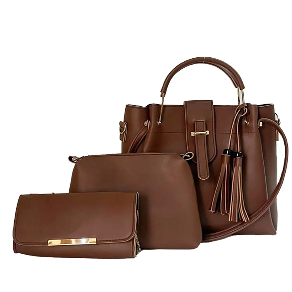 ALEXA 3 PCS CHOCO HANDBAG & SHOULDER BAG