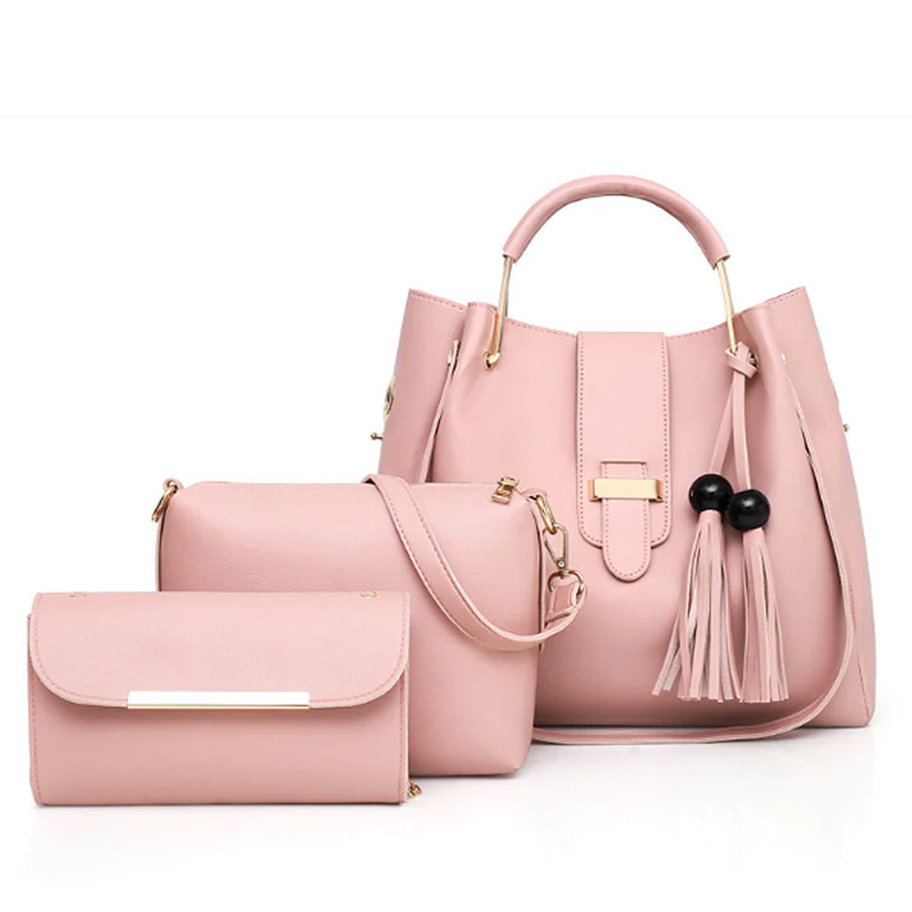 ALEXA 3 PCS PINK HANDBAG & SHOULDER BAG