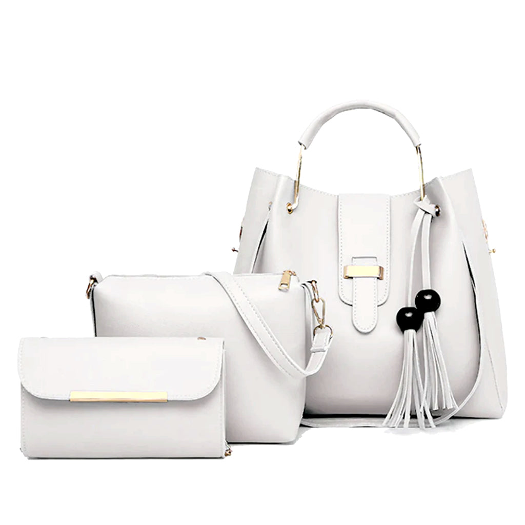 ALEXA 3 PCS WHITE HANDBAG & SHOULDER BAG