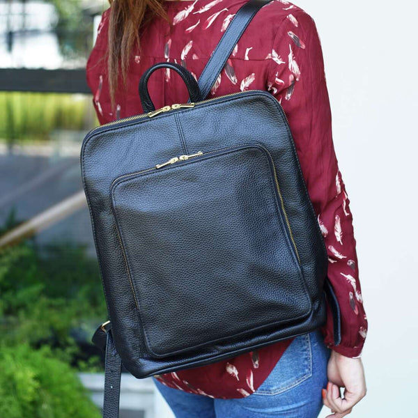 Tech Leather Backpack - Black/Gold