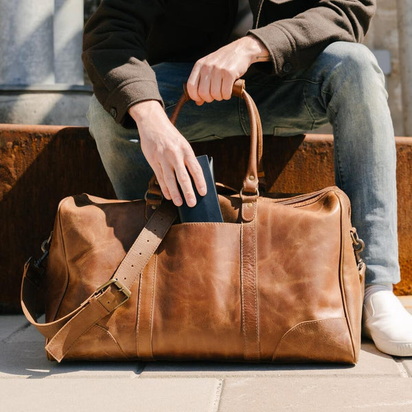 Tourist 50L Leather Duffle - Saddle Brown