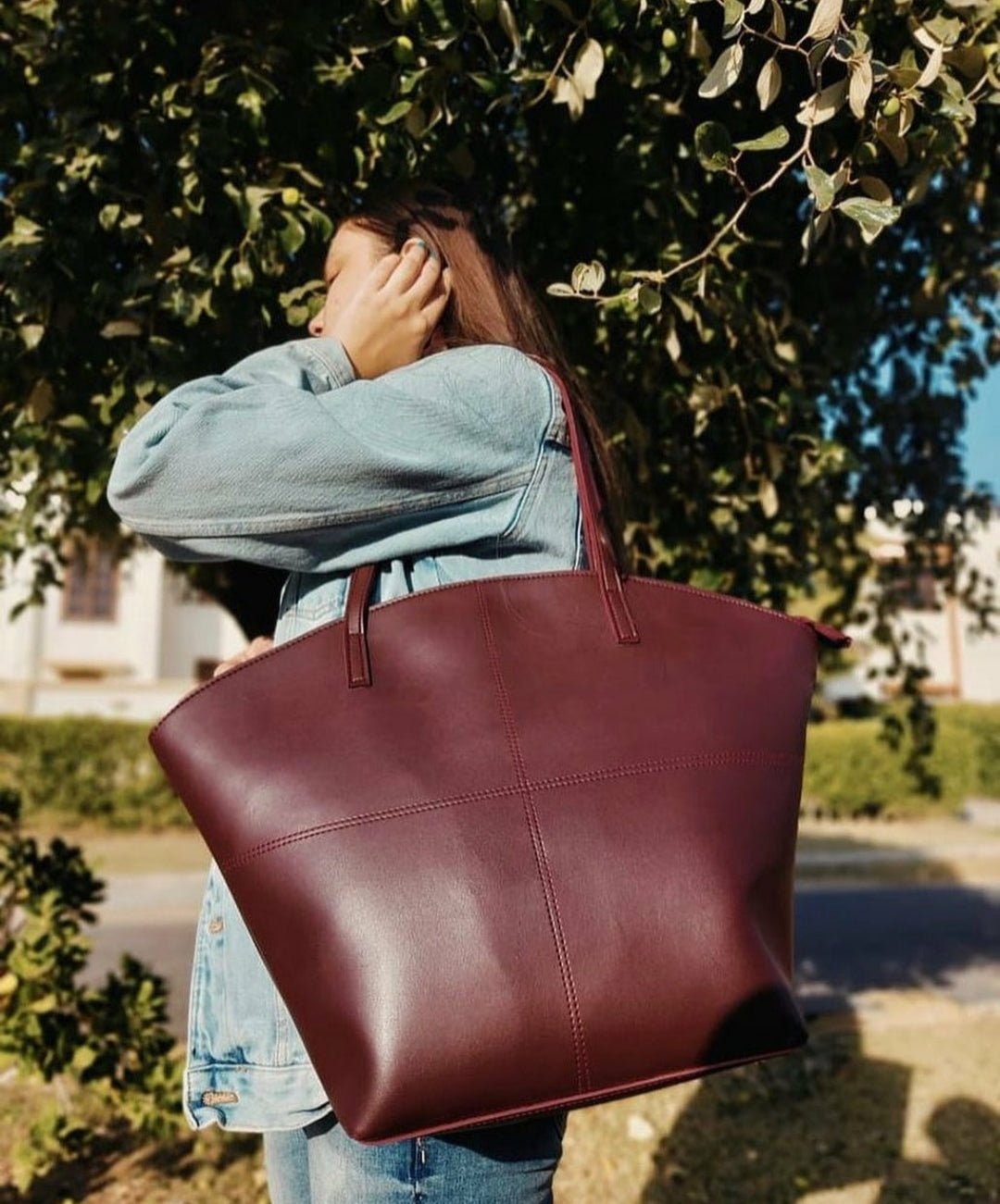 TOTE SHOULDER MAROON - LEFTOVER