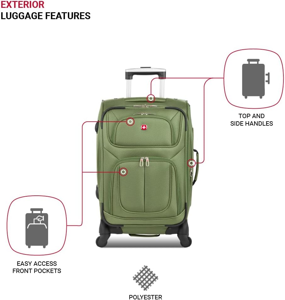 SwissGear Sion Softside Expandable Luggage, Evergreen, 3-Piece Set (21/25/29)