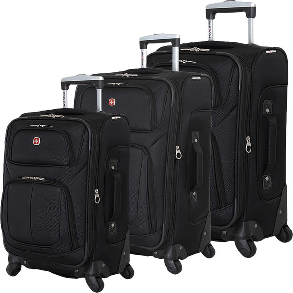 SwissGear Sion Softside Expandable Luggage, Black, 3-Piece Set (21/25/29)