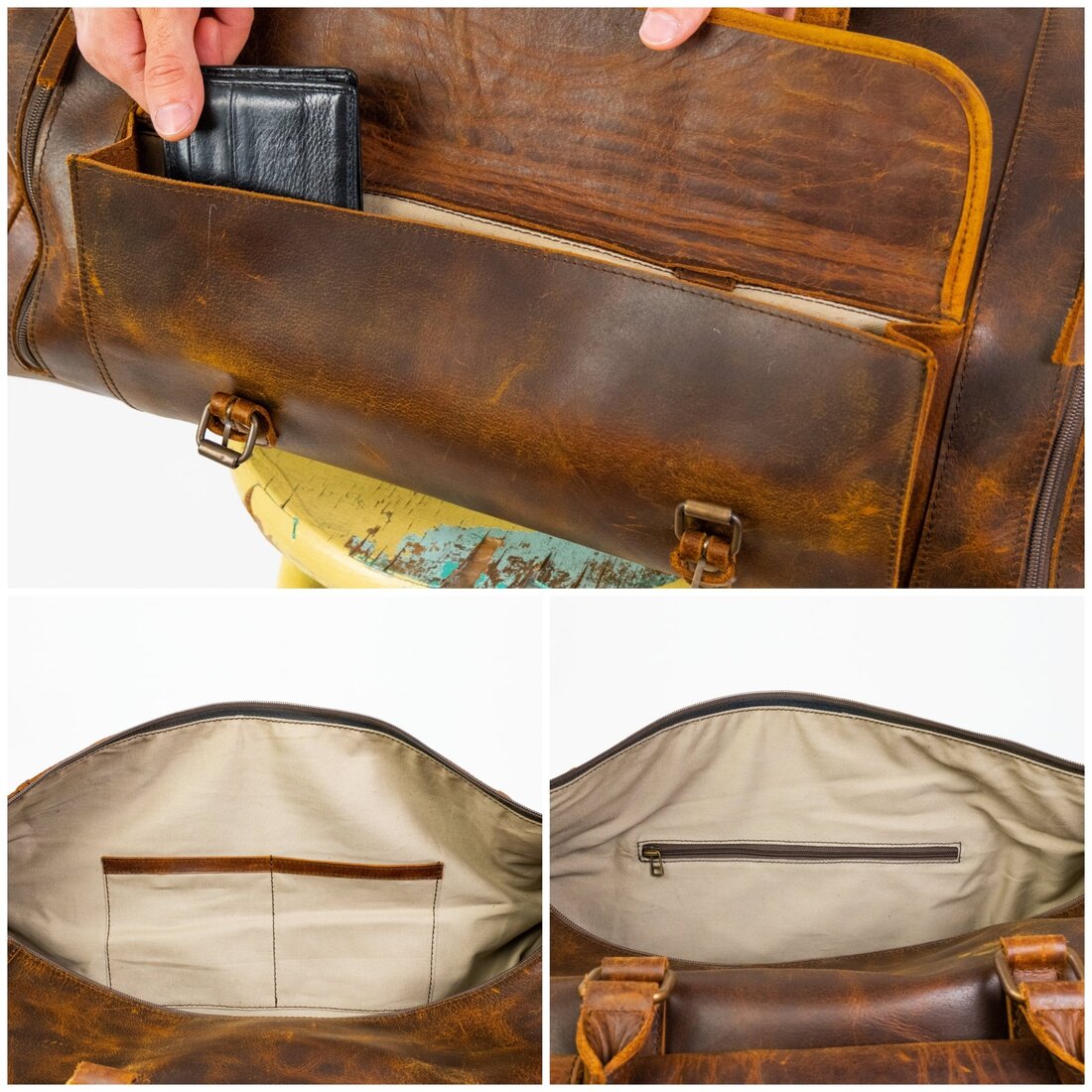 Alpha 46L Leather Duffle - Brown