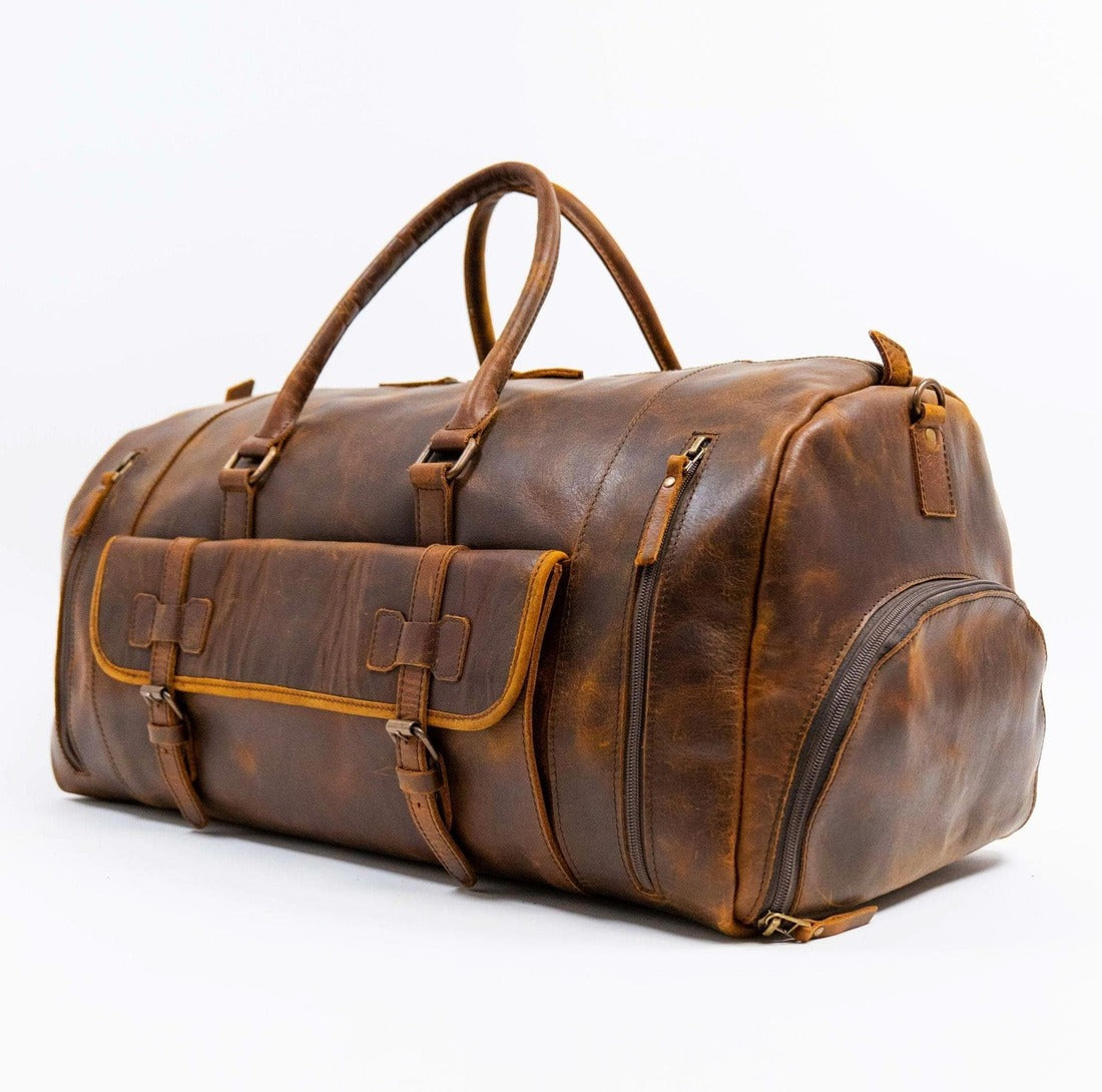 Alpha 46L Leather Duffle - Brown