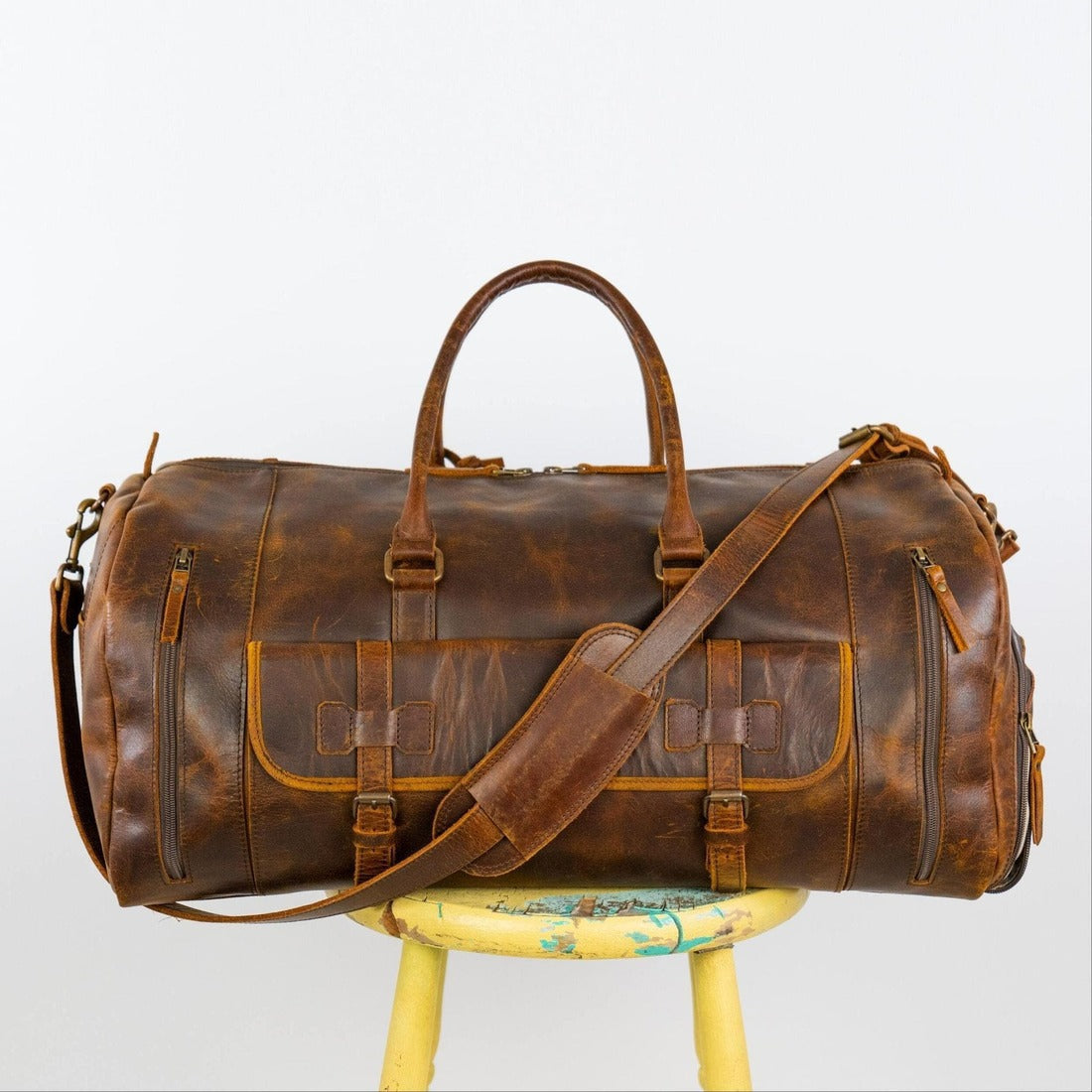 Alpha 46L Leather Duffle - Brown