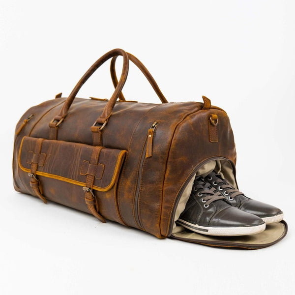 Alpha 46L Leather Duffle - Brown