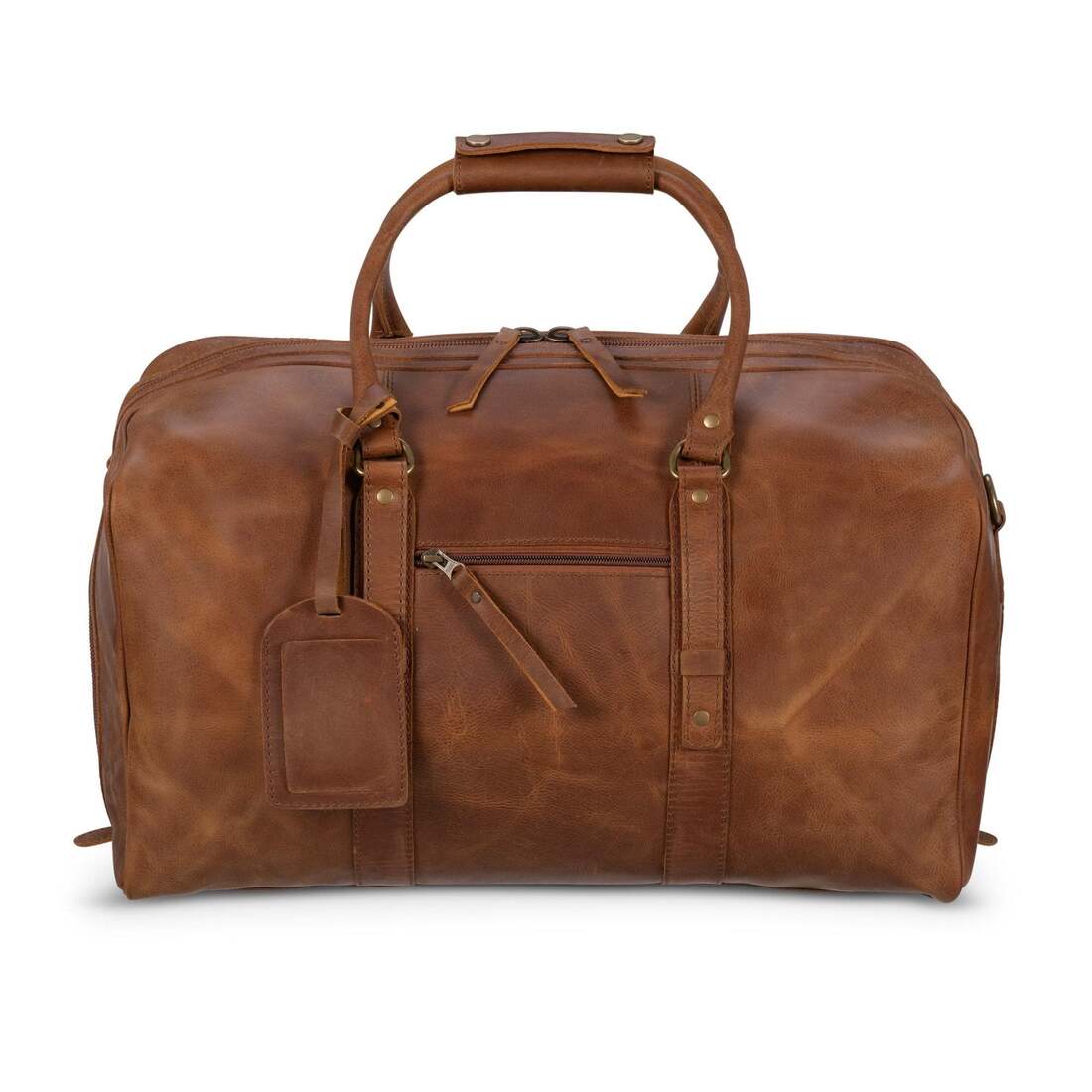 Big Mouth 40L Leather Duffle - Saddle Brown