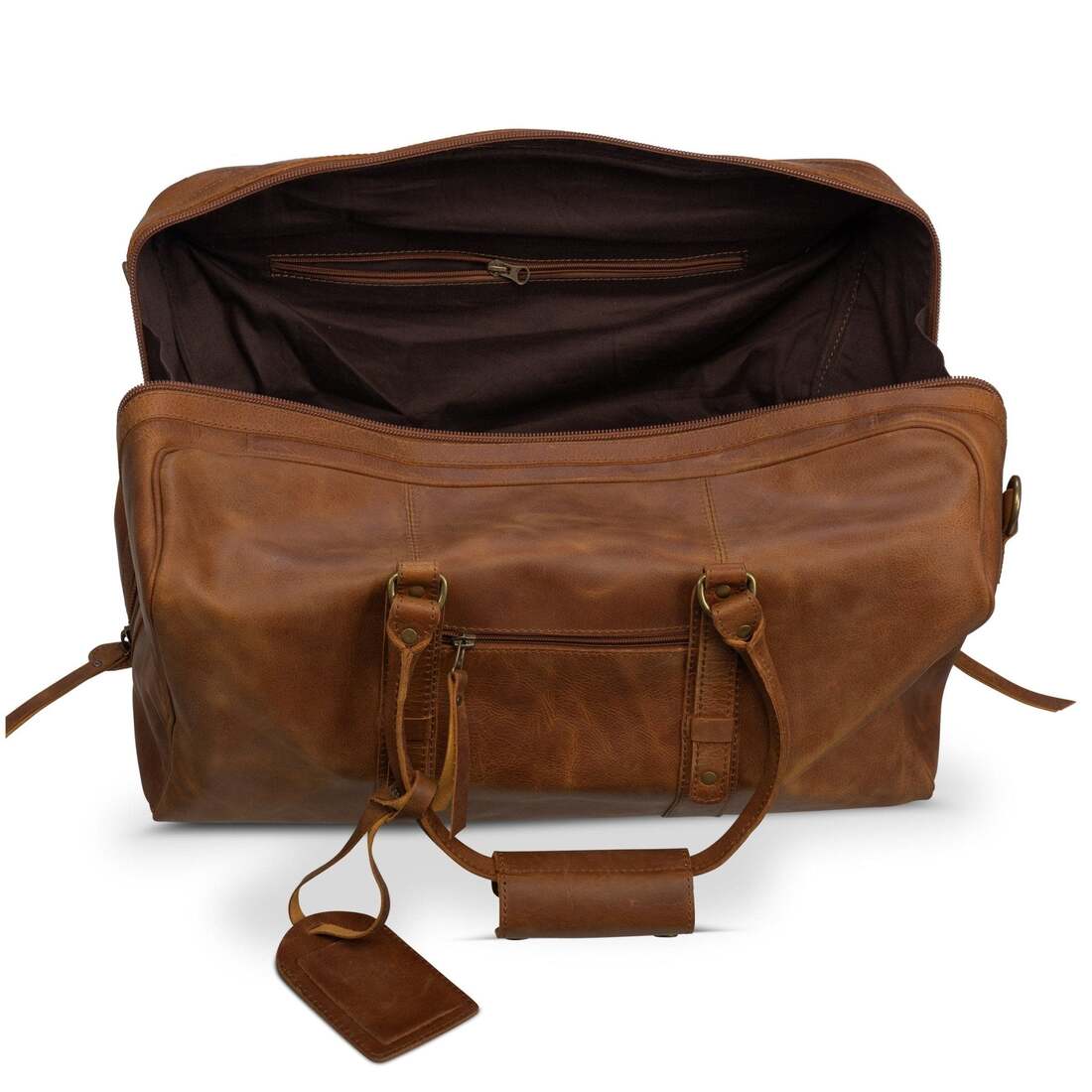 Big Mouth 40L Leather Duffle - Saddle Brown