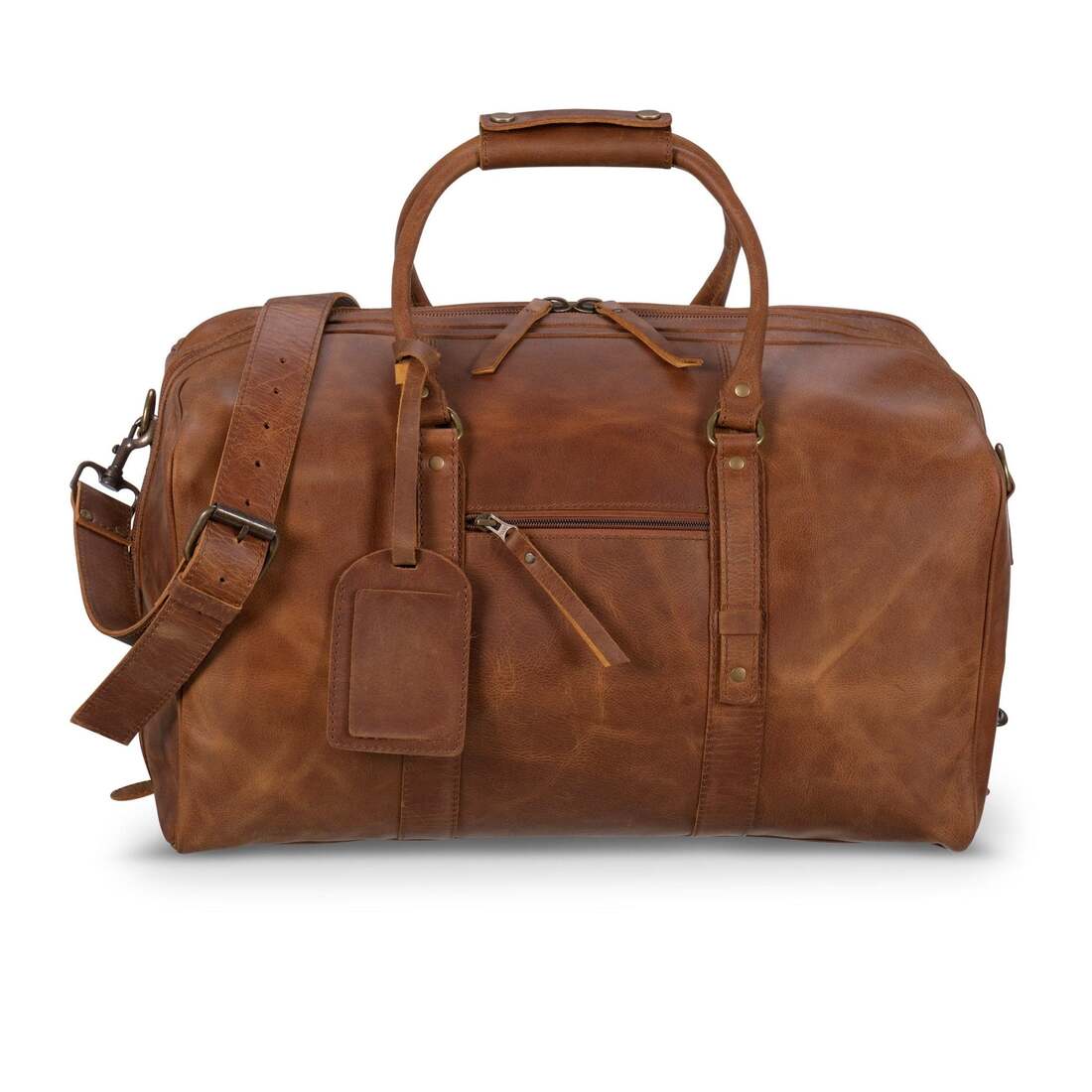 Big Mouth 40L Leather Duffle - Saddle Brown