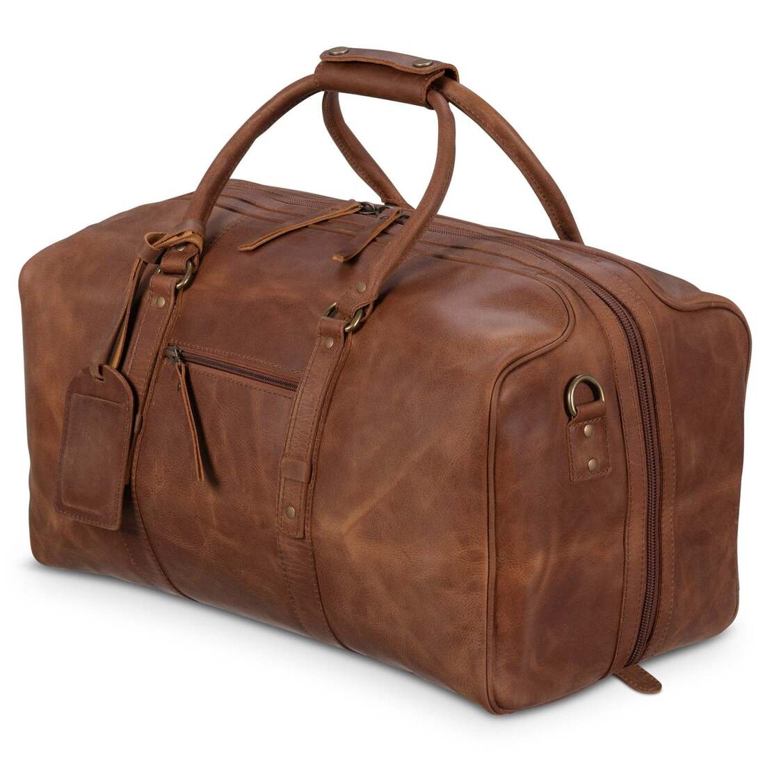 Big Mouth 40L Leather Duffle - Saddle Brown