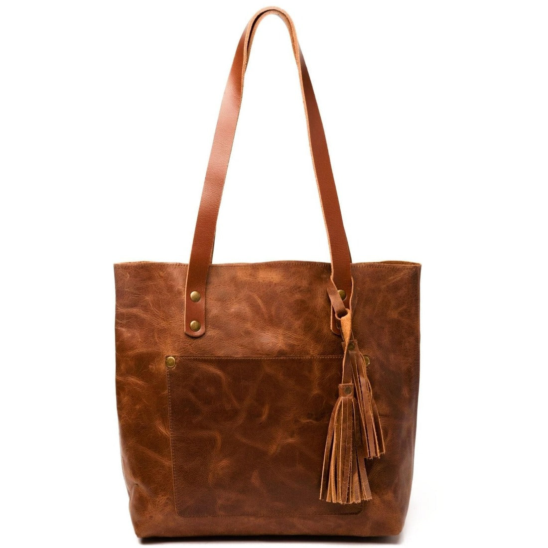 Leather Tote Bag - Saddle Brown