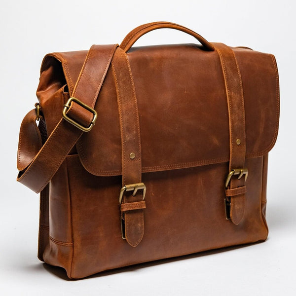 Coarse Leather Messenger 2.0 - Saddle Brown