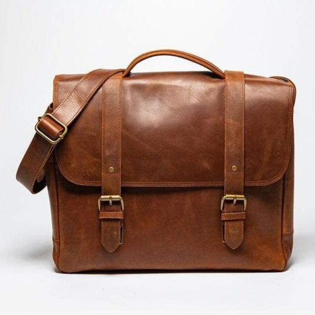 Coarse Leather Messenger 2.0 - Saddle Brown