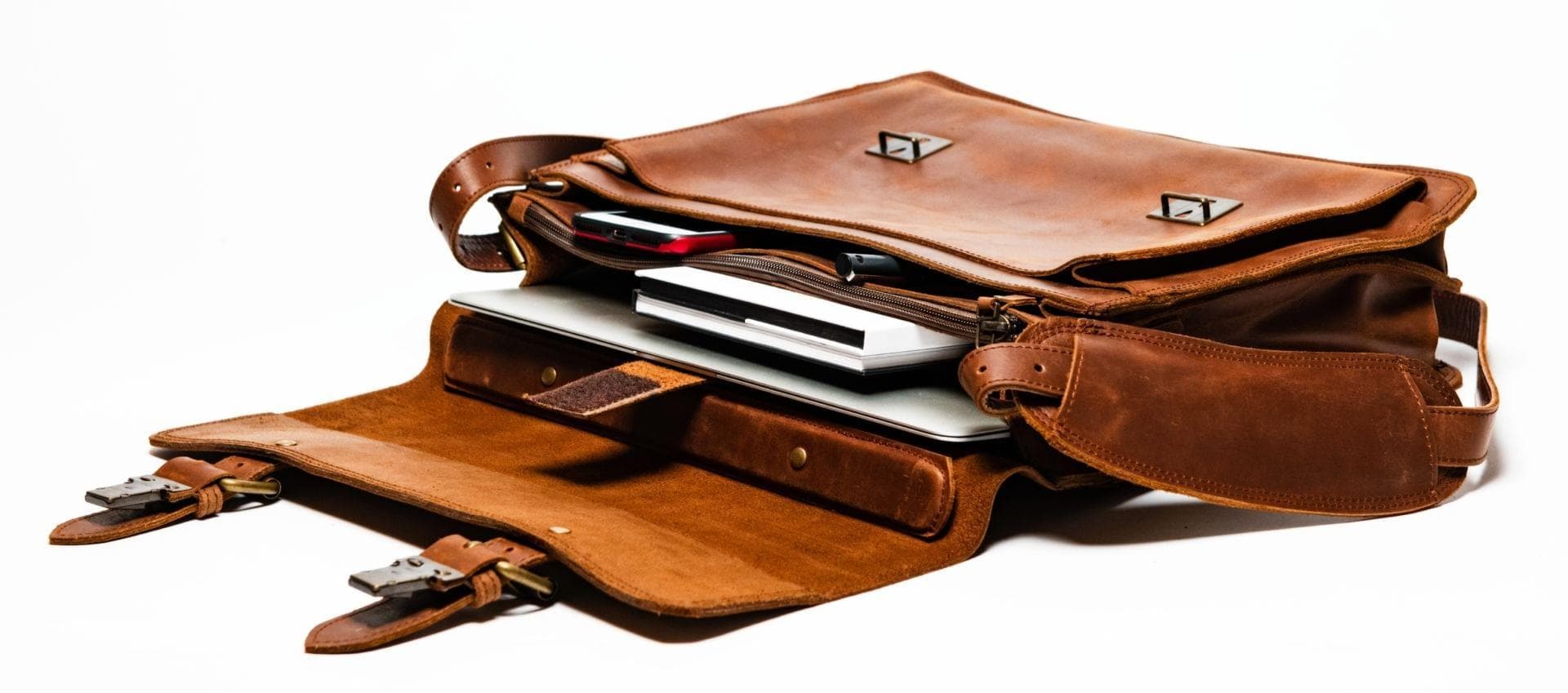 Complete Leather Briefcase -  Saddle Brown