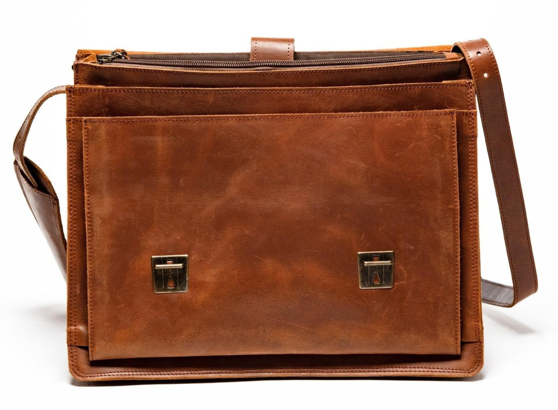 Complete Leather Briefcase -  Saddle Brown