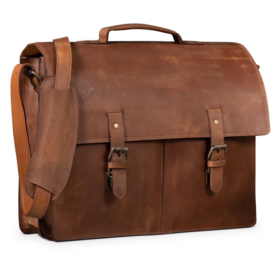 Complete Leather Briefcase -  Saddle Brown