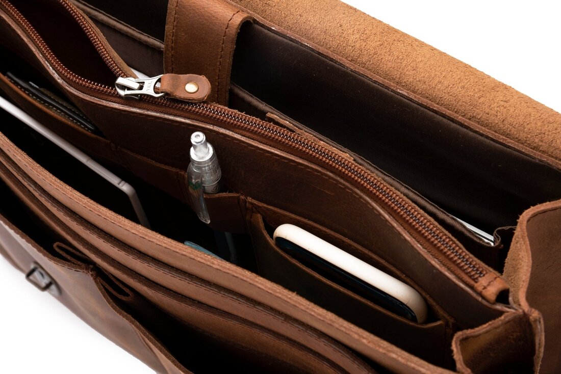 Complete Leather Briefcase -  Saddle Brown