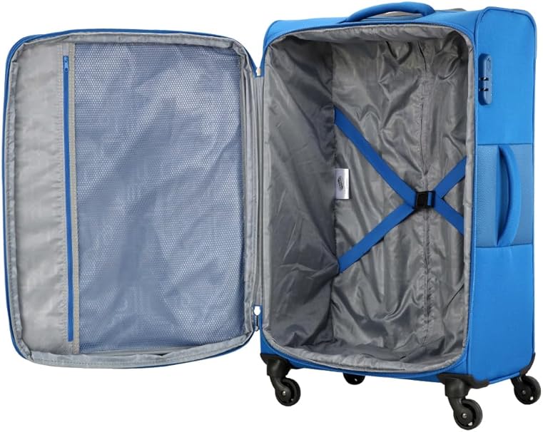 American Tourister Duncan Set of 3, Soft Luggage Trolley Bags With TSA Lock, 55+68+81cm, Blue