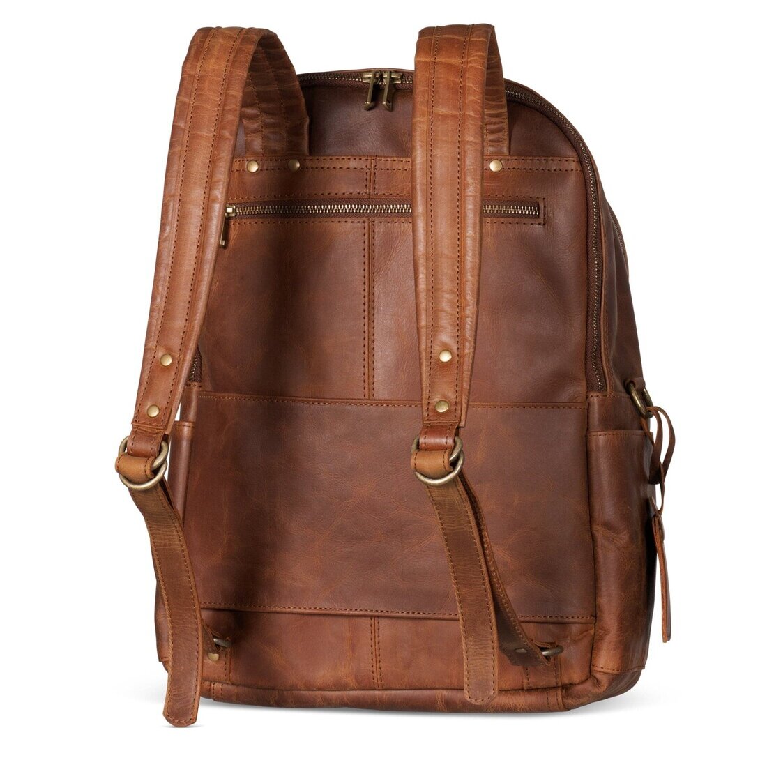 Leather Backpack Rucksack - Saddle Brown