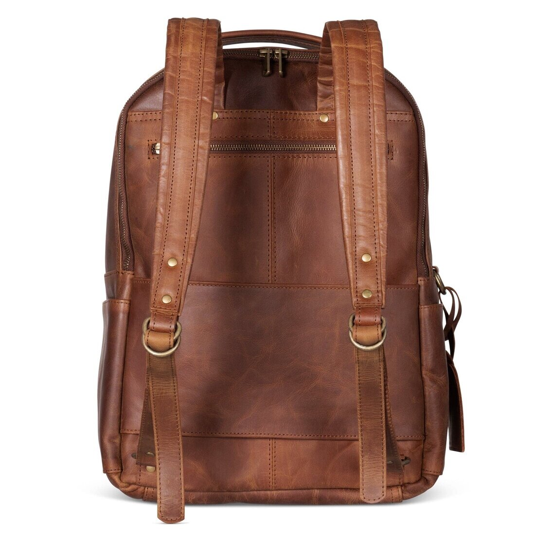 Leather Backpack Rucksack - Saddle Brown