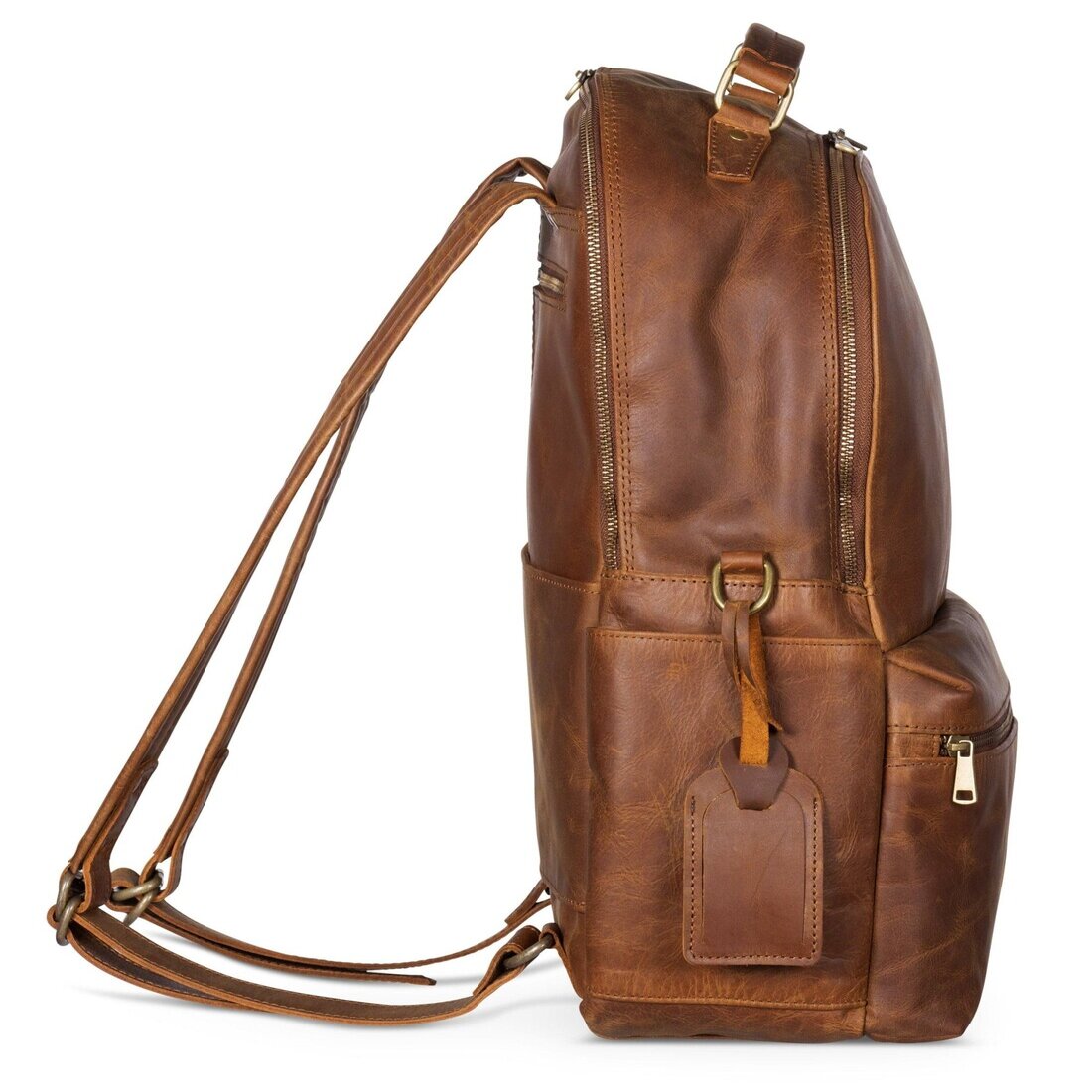 Leather Backpack Rucksack - Saddle Brown