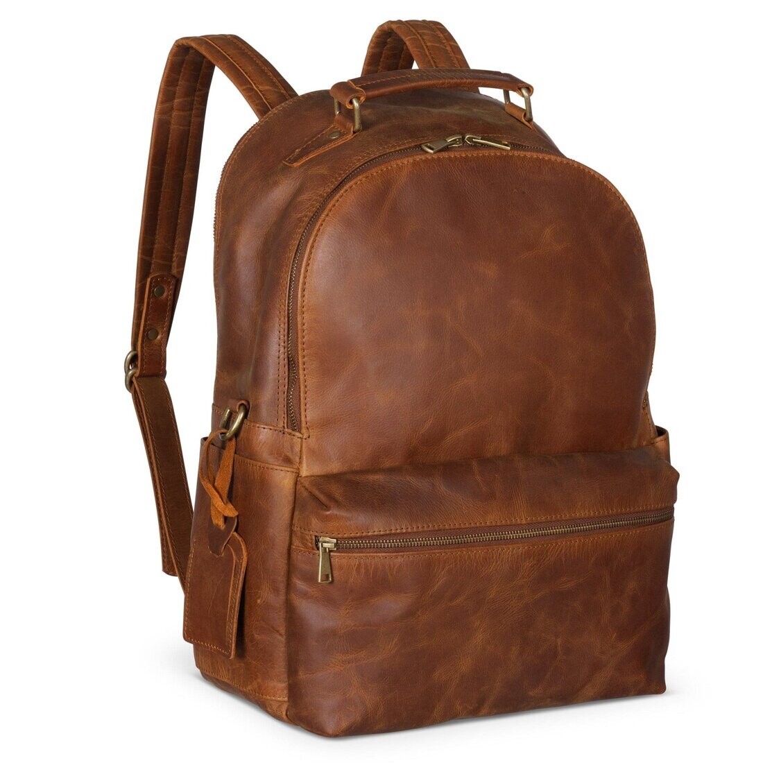 Leather Backpack Rucksack - Saddle Brown