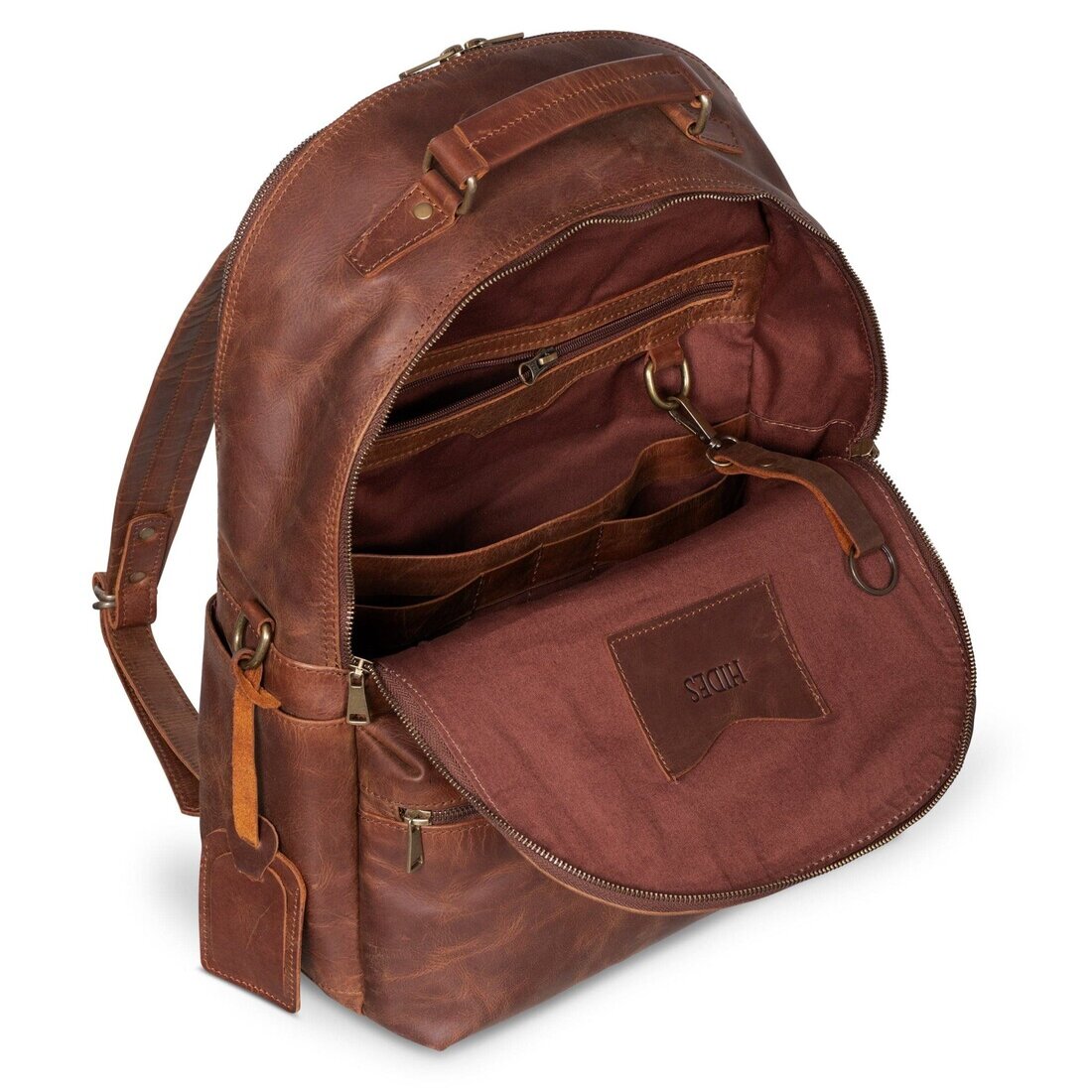 Leather Backpack Rucksack - Saddle Brown