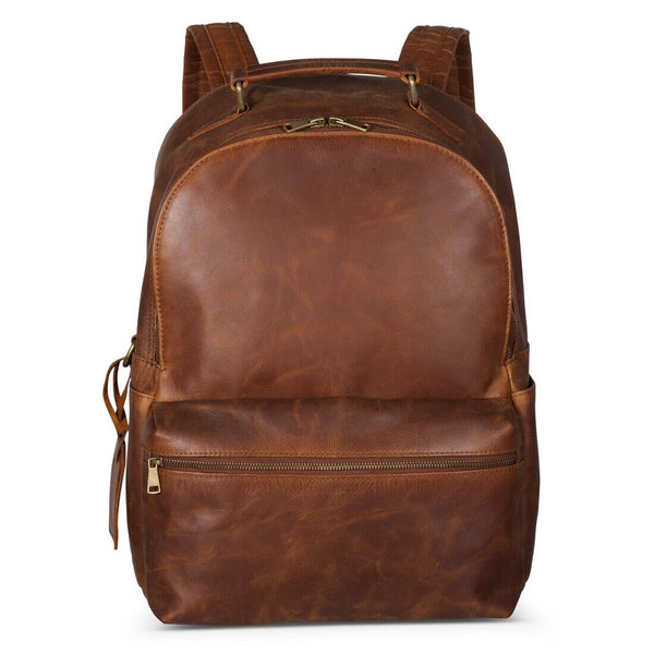 Leather Backpack Rucksack - Saddle Brown