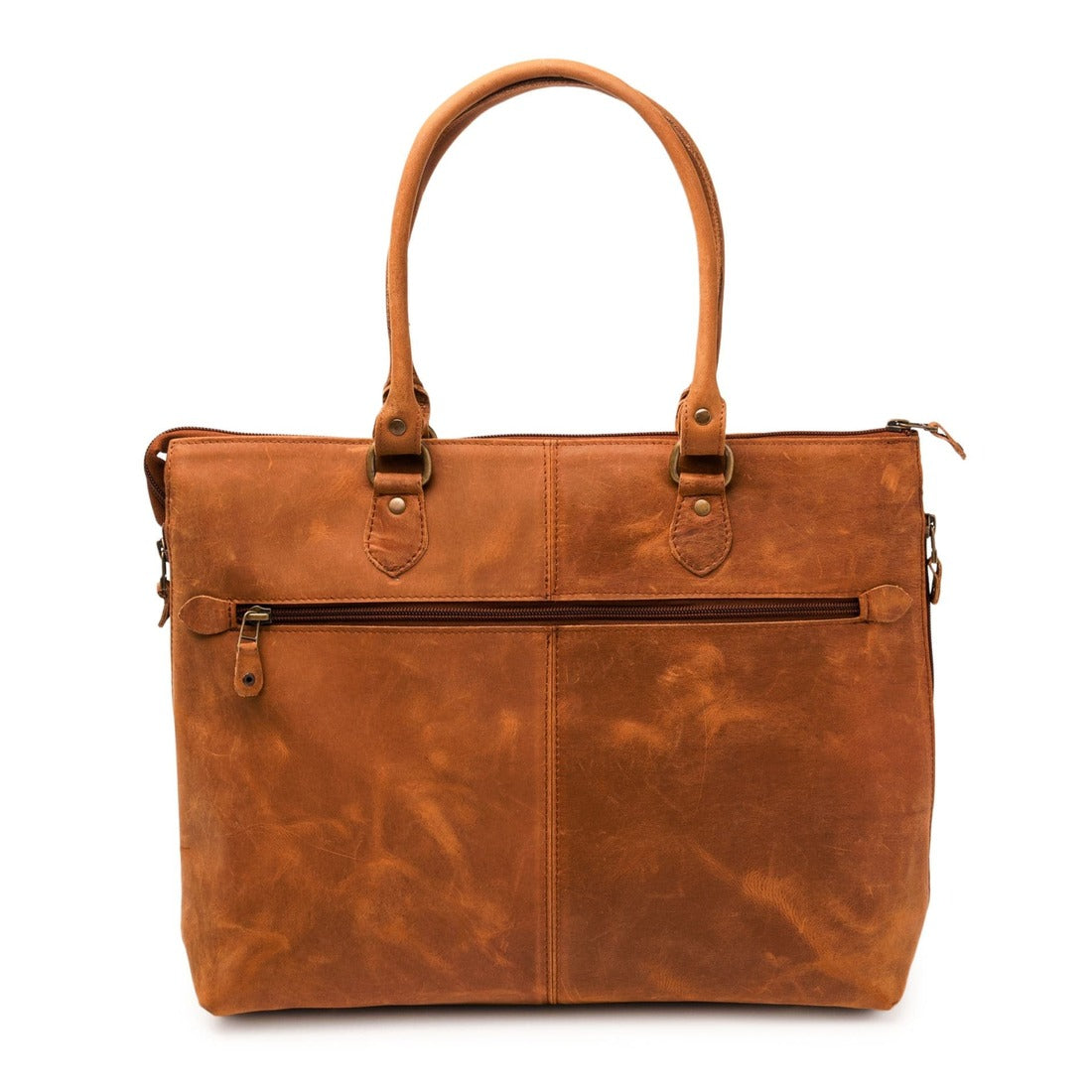 Leather Tech Tote - Saddle Brown