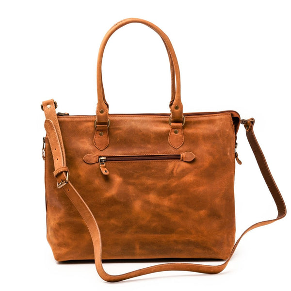 Leather Tech Tote - Saddle Brown