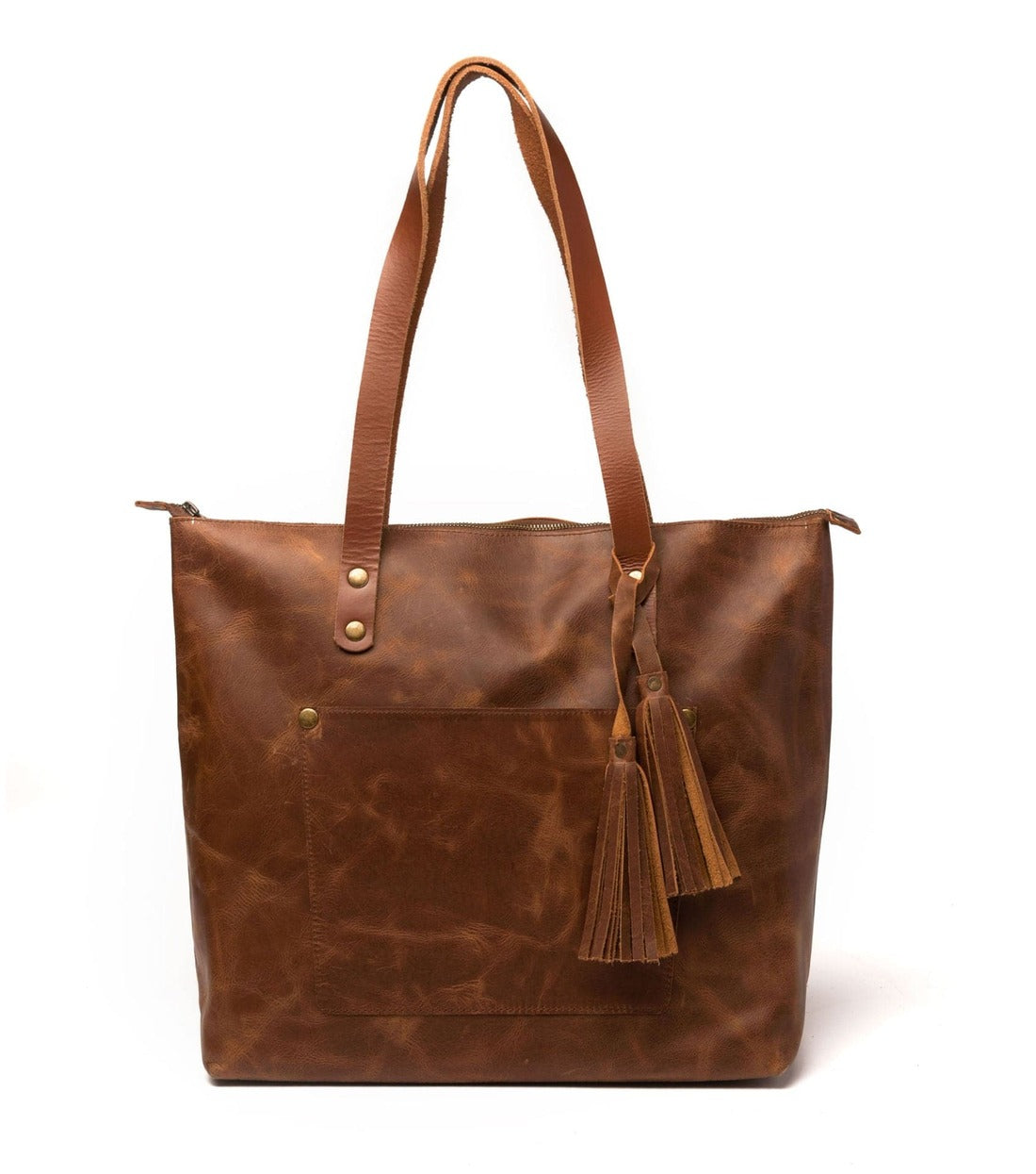 Leather Tote Bag - Saddle Brown