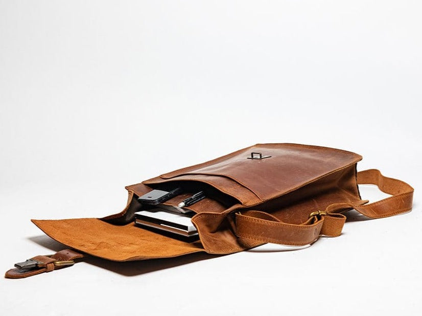 Montreal Leather Satchel - Saddle Brown