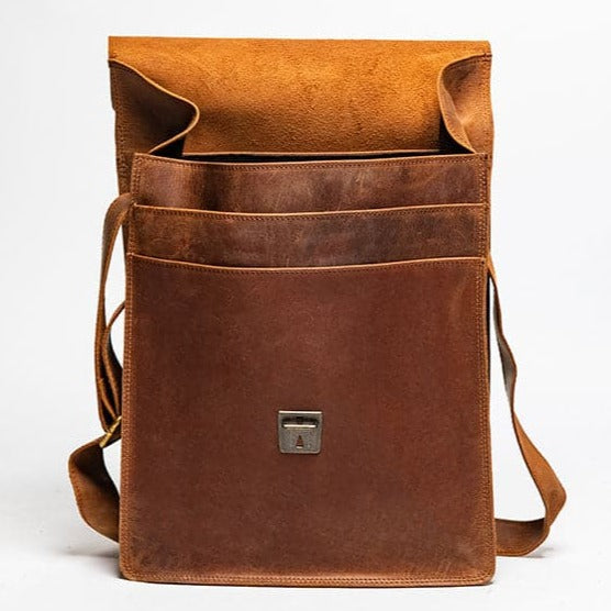 Montreal Leather Satchel - Saddle Brown