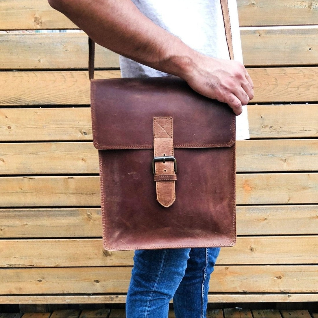 Montreal Leather Satchel - Saddle Brown