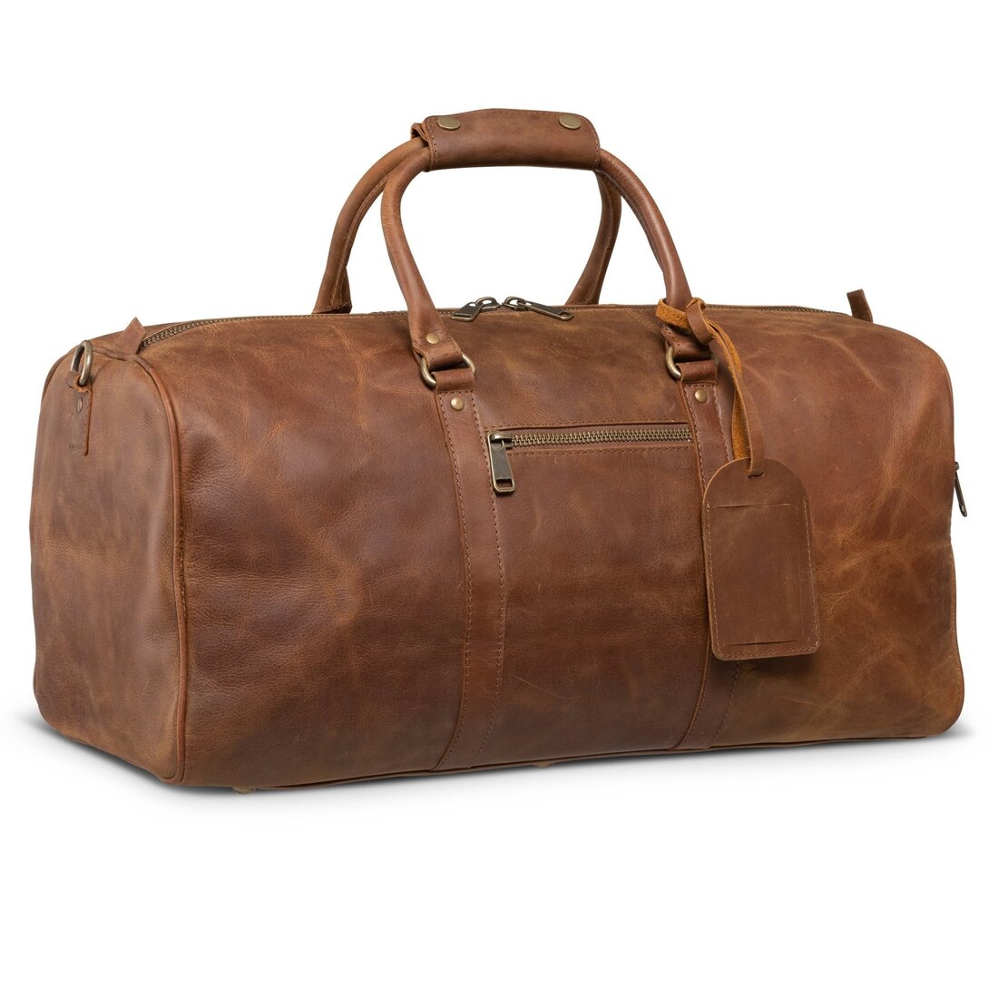 Traveler 45L Leather Duffle - Saddle Brown