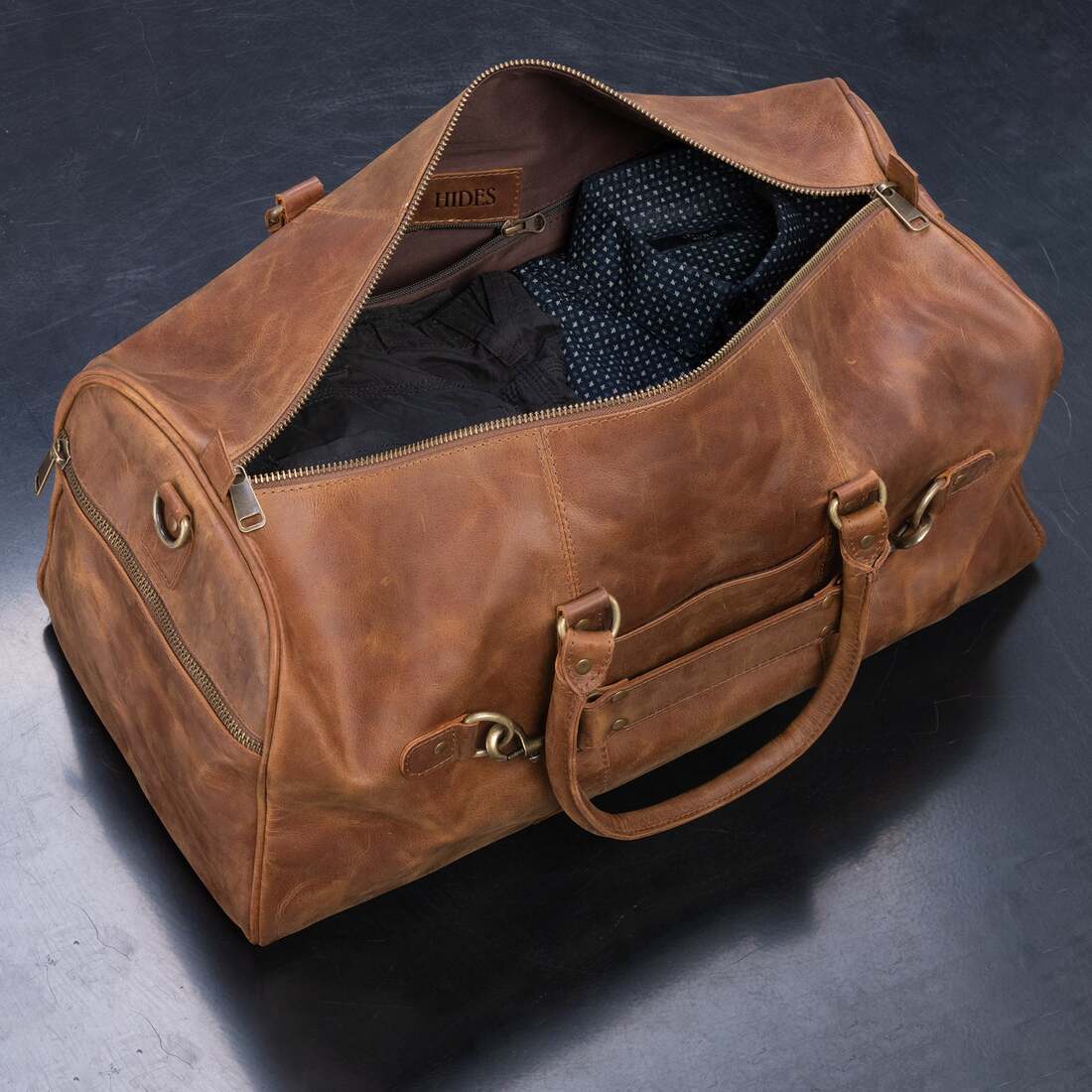 Traveler 45L Leather Duffle - Saddle Brown